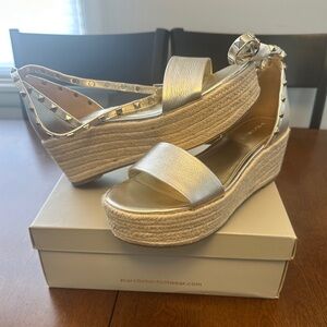 Marc Fisher Metallic Wedge Sandals - Metallic Jazlyn Espadrille Wedge Platform